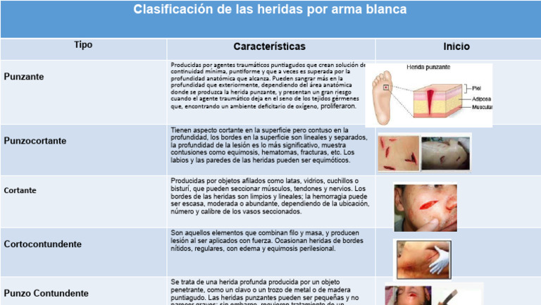 Clasificación de heridas por arma blanca | PDF
