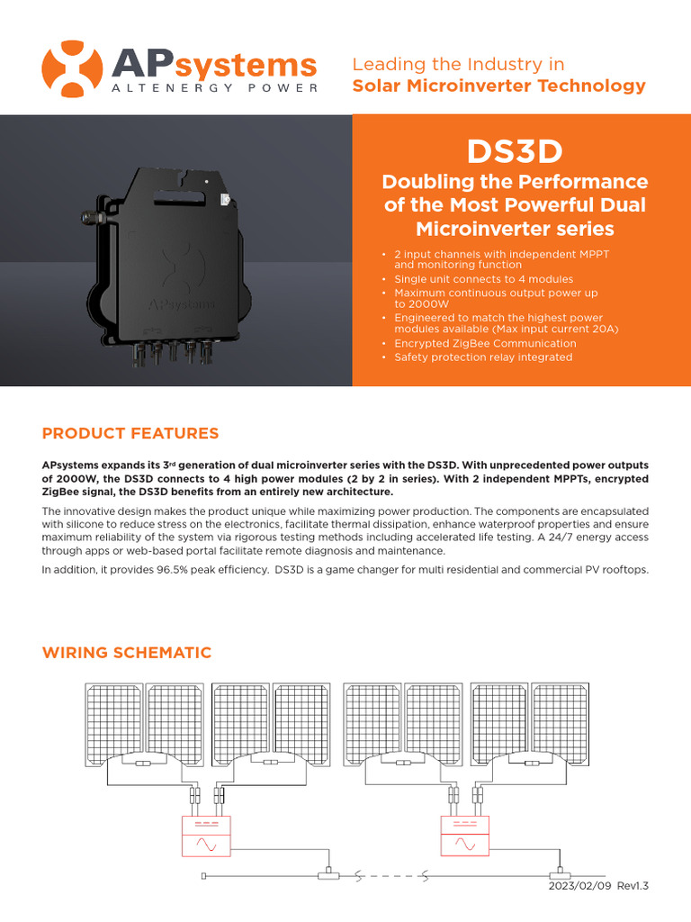 DS3D Microinverter Specifications | PDF | Photovoltaics | Power Inverter