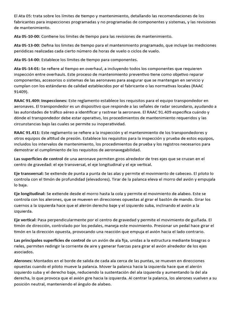 Límites de Mantenimiento del ATA 05 | PDF | Avión | Vuelo