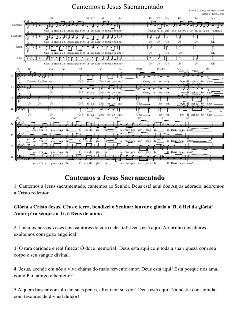 Cantemos A Jesus Sacramentado - Coro - Partitura Inteira | PDF