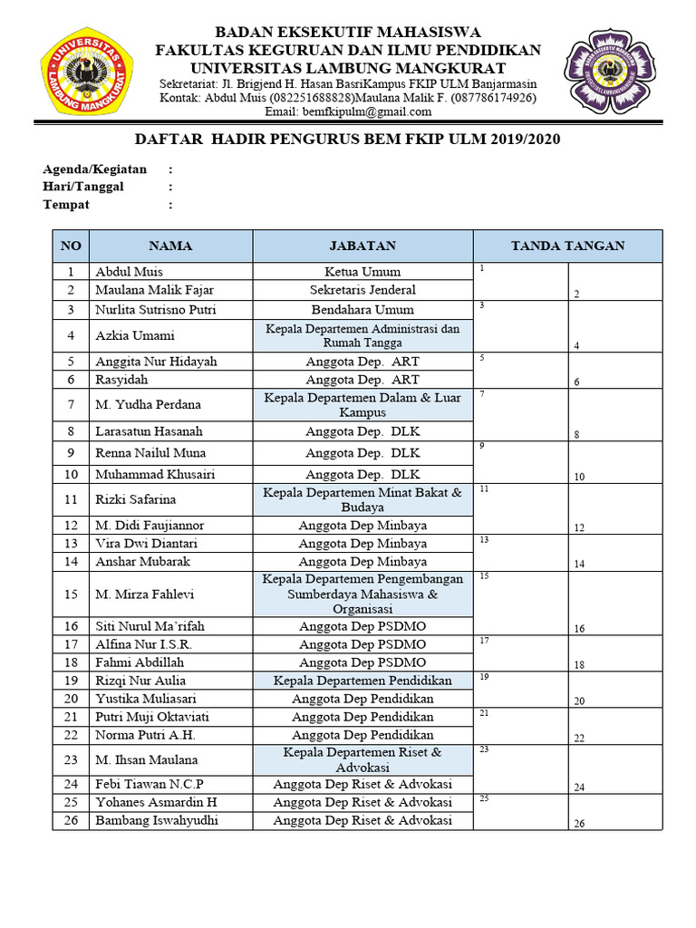 Daftar Hadir | PDF