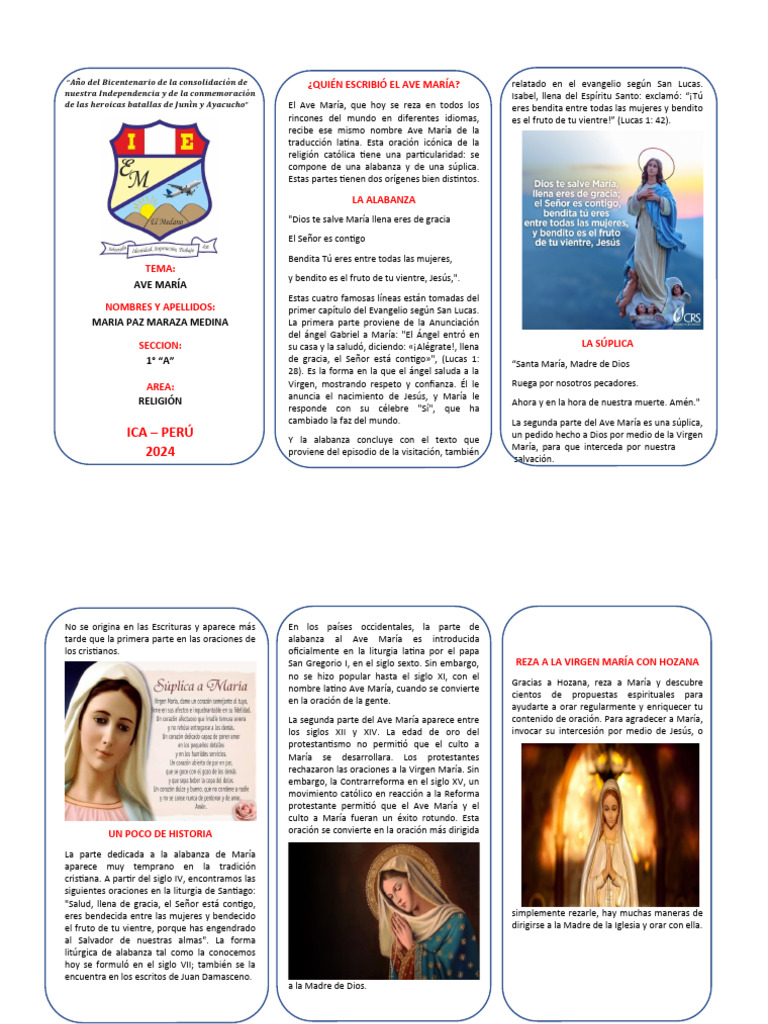 Ave Maria | PDF | María, madre de Jesús | Oración