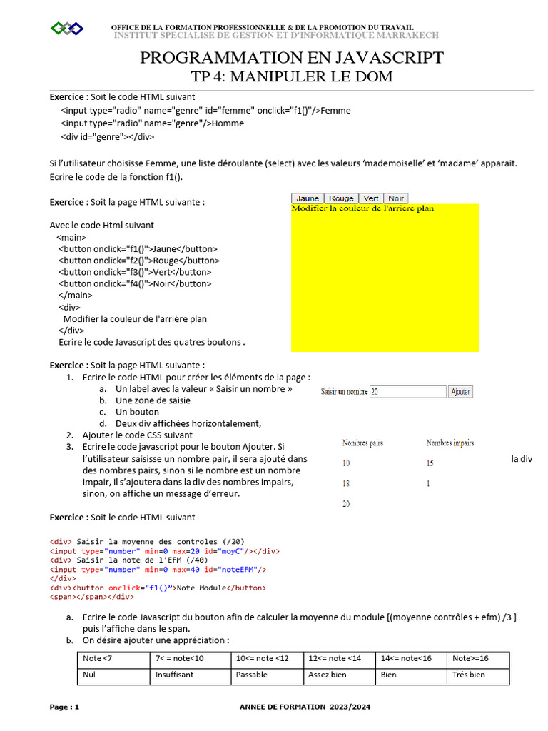 Programmation JavaScript : Manipulation du DOM | PDF | JavaScript | Html