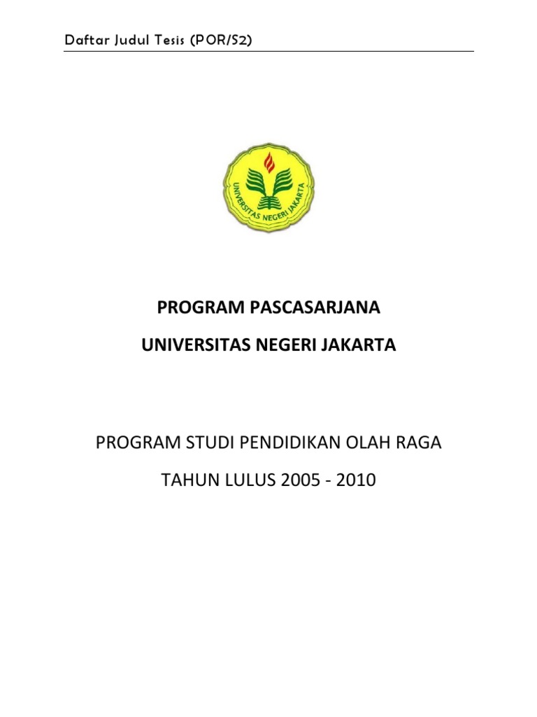 Daftar Judul Tesis Por S2