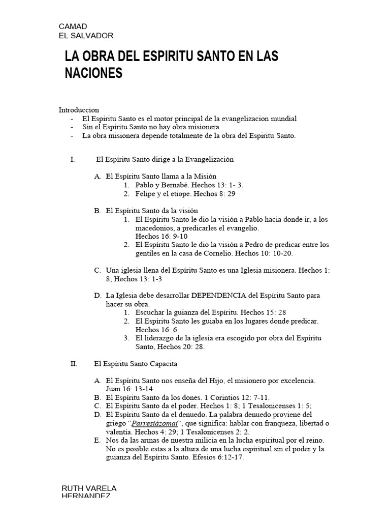 6 - La Obra Del Espiritu Santo en Las Naciones | PDF | espíritu Santo ...