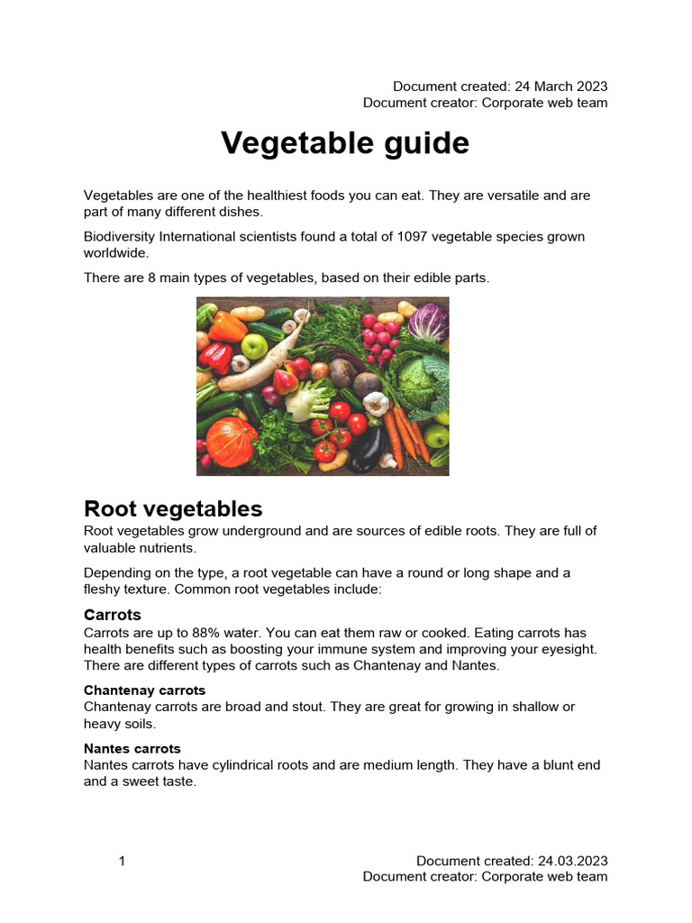 Comprehensive Vegetable Guide | PDF | Vegetables | Onion
