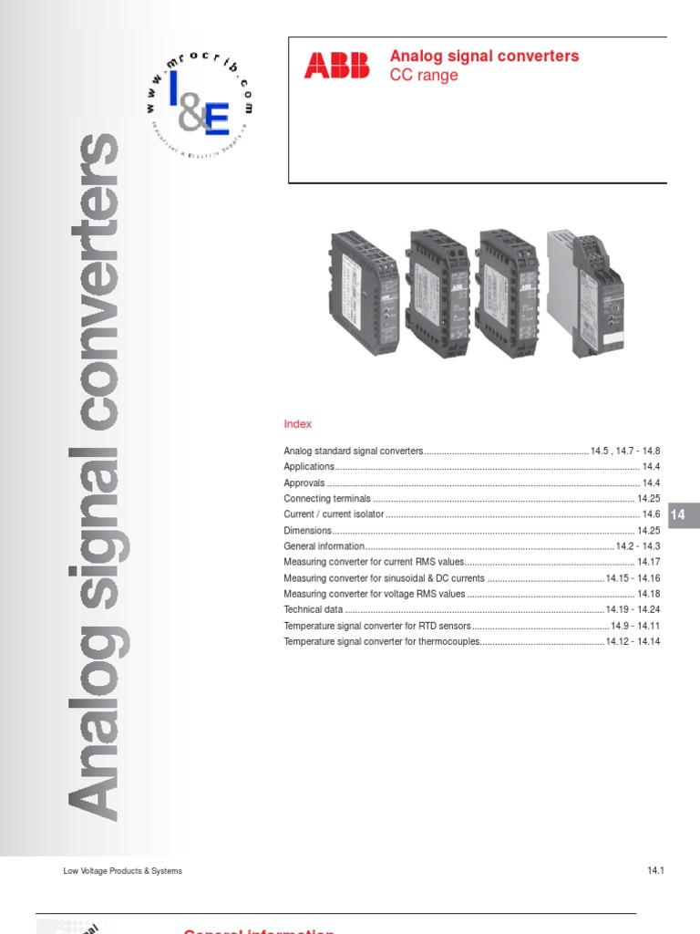 ABB Analog Signal Converters, CC Range PDF Amplifier Relay