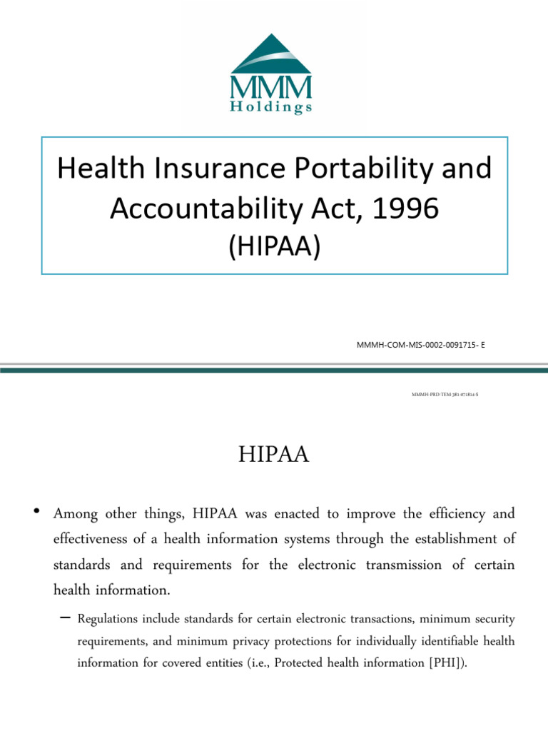 HIPAA Presentation English 08012016 | PDF | Health Insurance ...