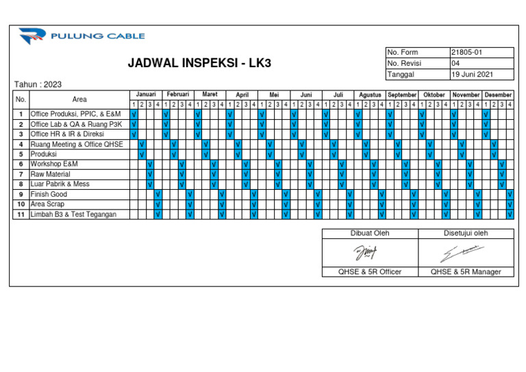 Jadwal Inspeksi LK3 2023 | PDF