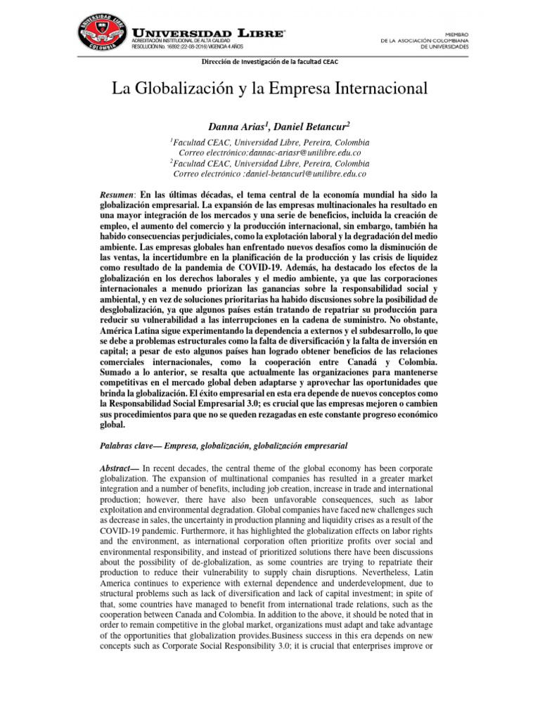 3ra Semana La Globalización Y La Empresa Internacional Pdf