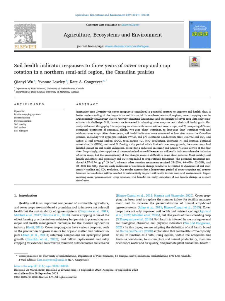 Soil Health in Prairie Crop Rotations | PDF | Crop Rotation | Soil