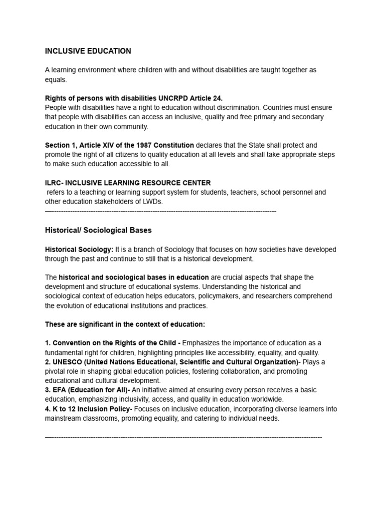 Inclusive Education: Rights and Models | PDF | Inclusion (Education ...