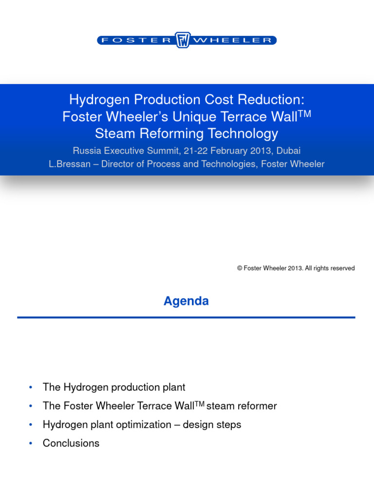 Hydrogen production cost reduction foster wheeler s unique terrace