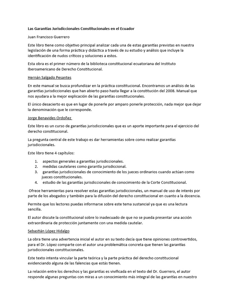Garantías Jurisdiccionales en Ecuador | PDF | Mandato | Derecho ...