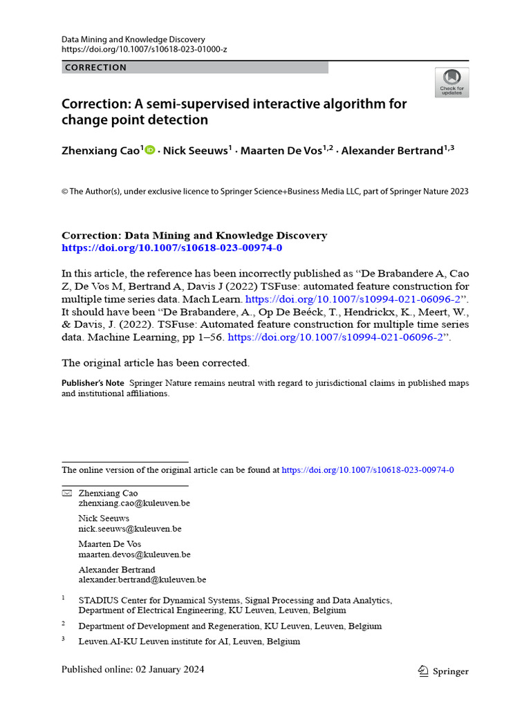 Correction: A Semi Supervised Interactive Algorithm For Change Point ...