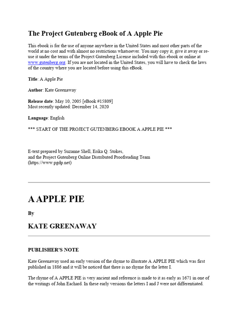 A apple pie pdf project gutenberg copyright