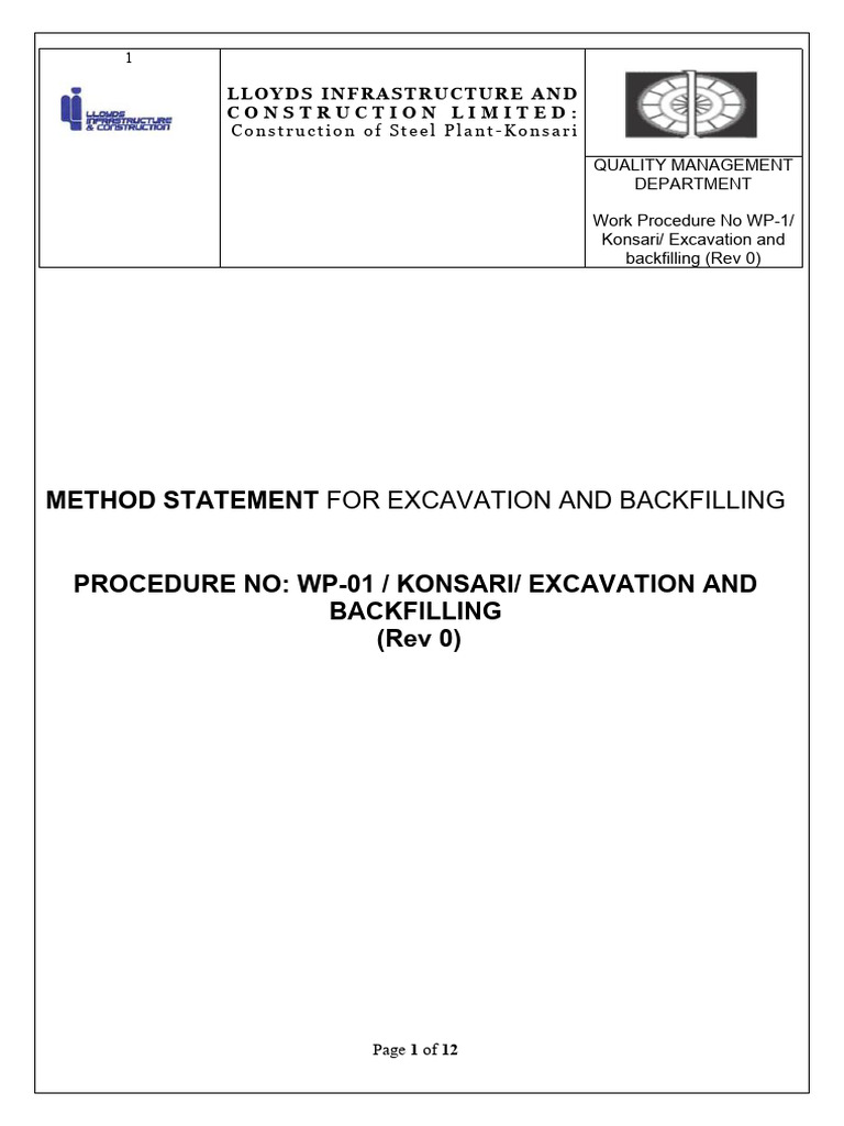 MS For Excavation and BACKFILLING | PDF | Specification (Technical ...
