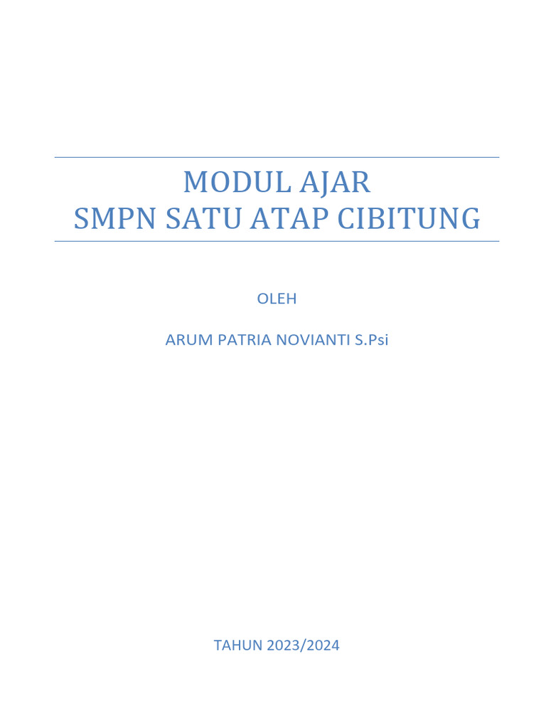 Modul Ajar - BK 2023 Satap | PDF