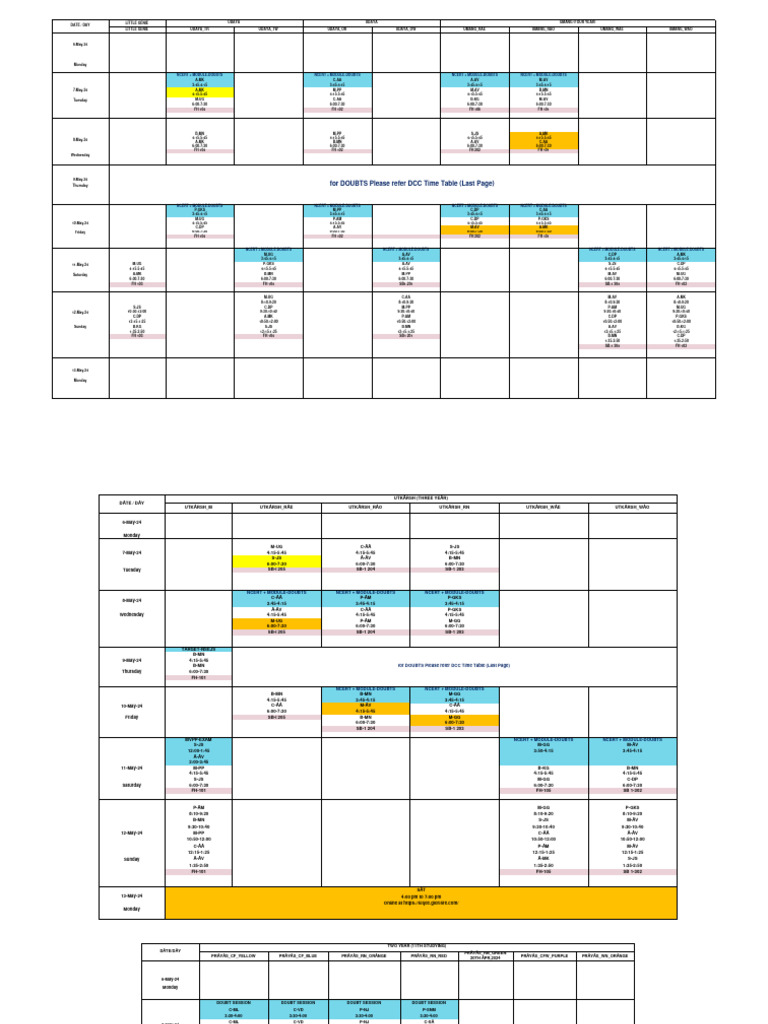 TIMETABLE - 6th May TILL 12th May, 2024 B | PDF