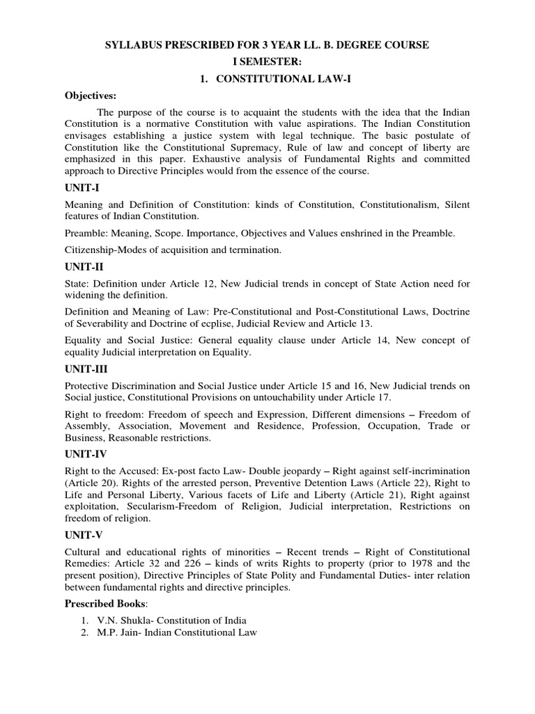 Constitutional Law I Syllabus Overview | PDF | Tort | Employment