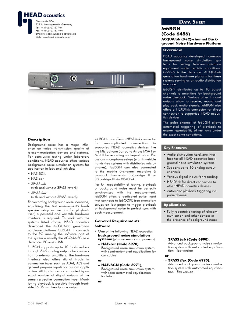 LabBGN Hardware Interface 6486 Data Sheet | PDF | Usb | Microphone