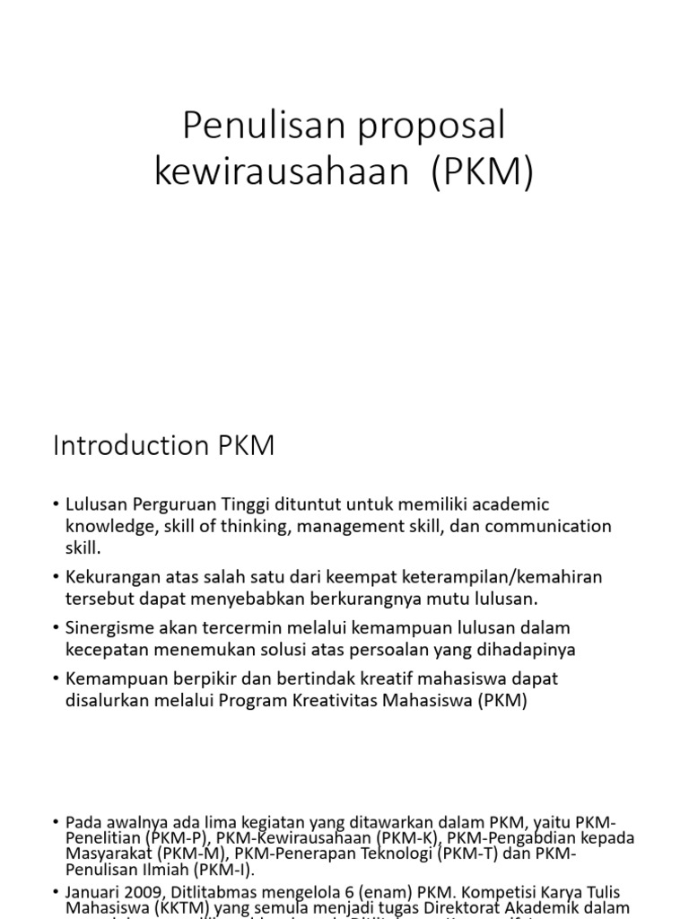 Penulisan Proposal Kewirausahaan (PKM) | PDF | Karier & Perkembangan | Seni