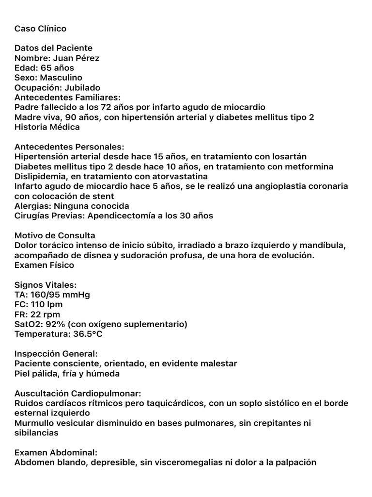 Caso Clínico | PDF | Infarto de miocardio | Causas de la muerte