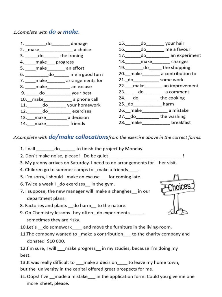 Do vs. Make: Collocations Exercise | PDF | Self-Improvement