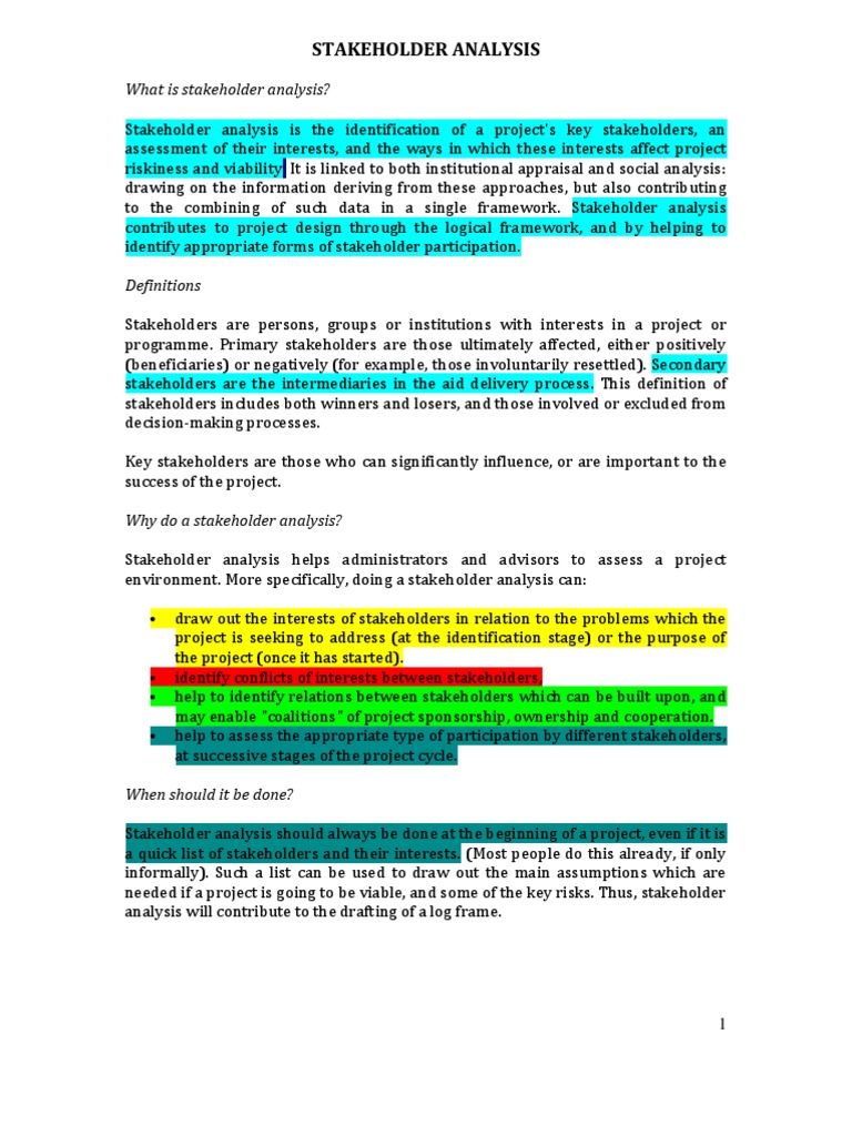 Stakeholder Analysis for Project Success | PDF | Stakeholder (Corporate ...