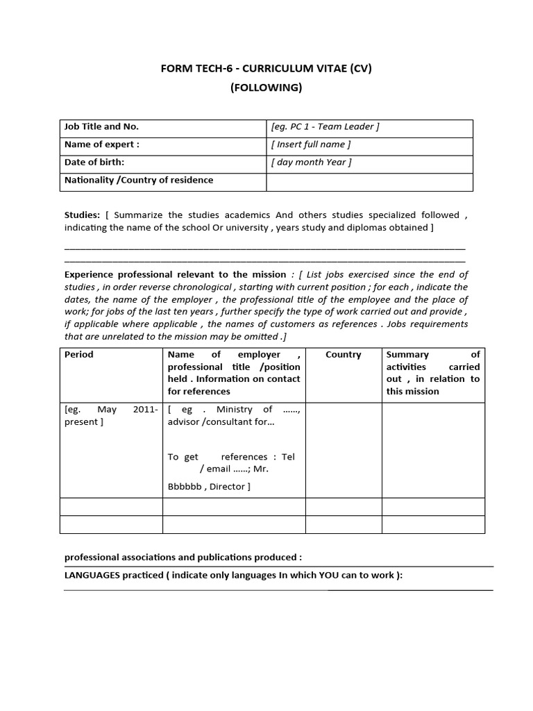 TECH-6 CVs | PDF | Consultant | Business