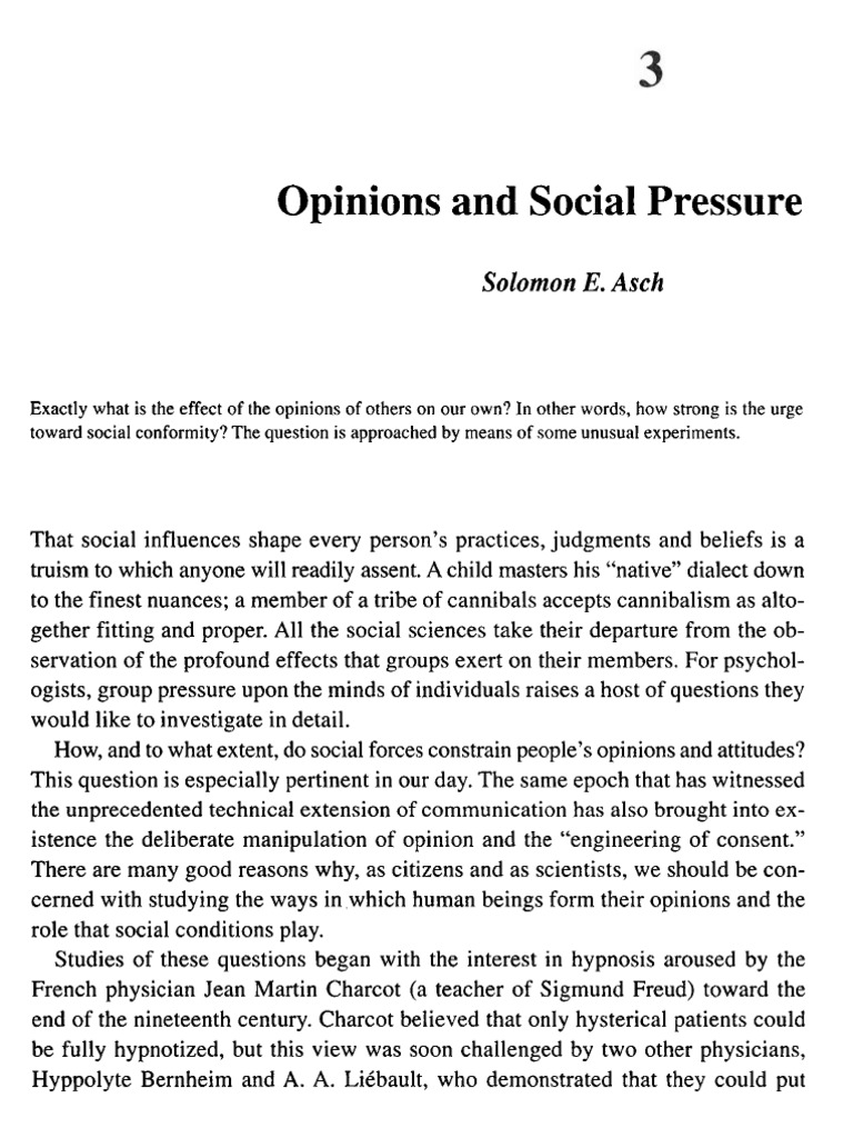 Opinions and Social Pressure | Conformity | Hypnosis