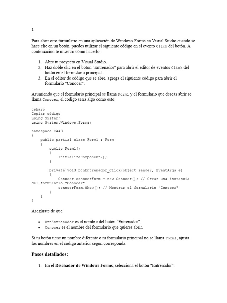Programación Visual Studio Clases Tipo 1 | PDF | Turbocompresor ...