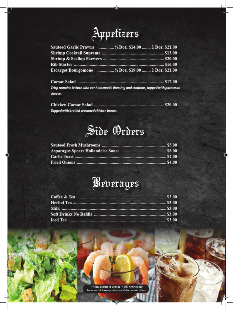Beefeater Menu with Prices | PDF | Grilling | Steak
