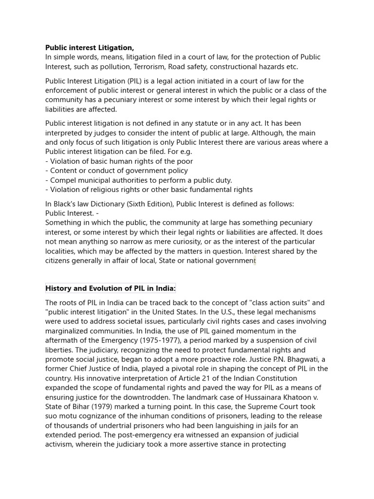 Public Interest Litigation | PDF | Government | Public Law