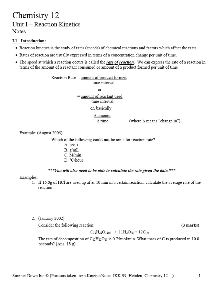 Understanding Reaction Kinetics in Chemistry | PDF | Reaction Rate ...