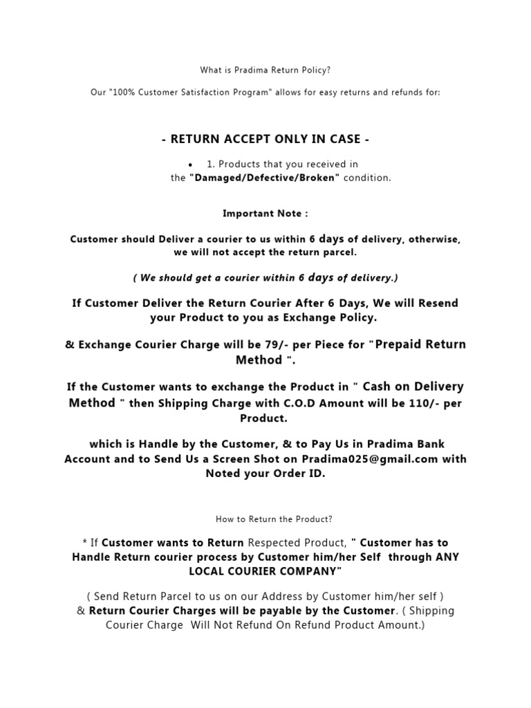 Return Policy Pdf