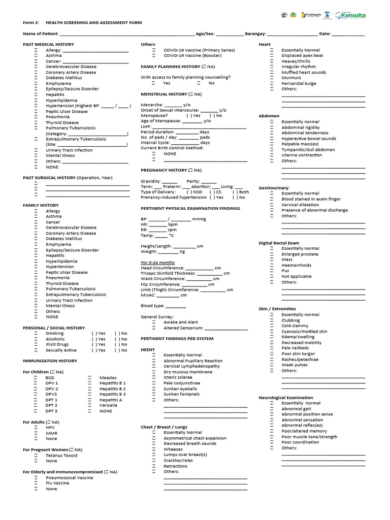 Health Screening Form | PDF | Myocardial Infarction | Diabetes