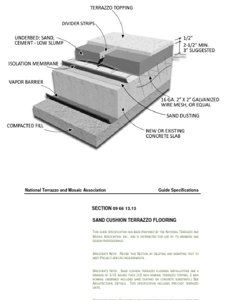 Sand Cushion Terrazzo Without LEED | PDF | Concrete | Stairs