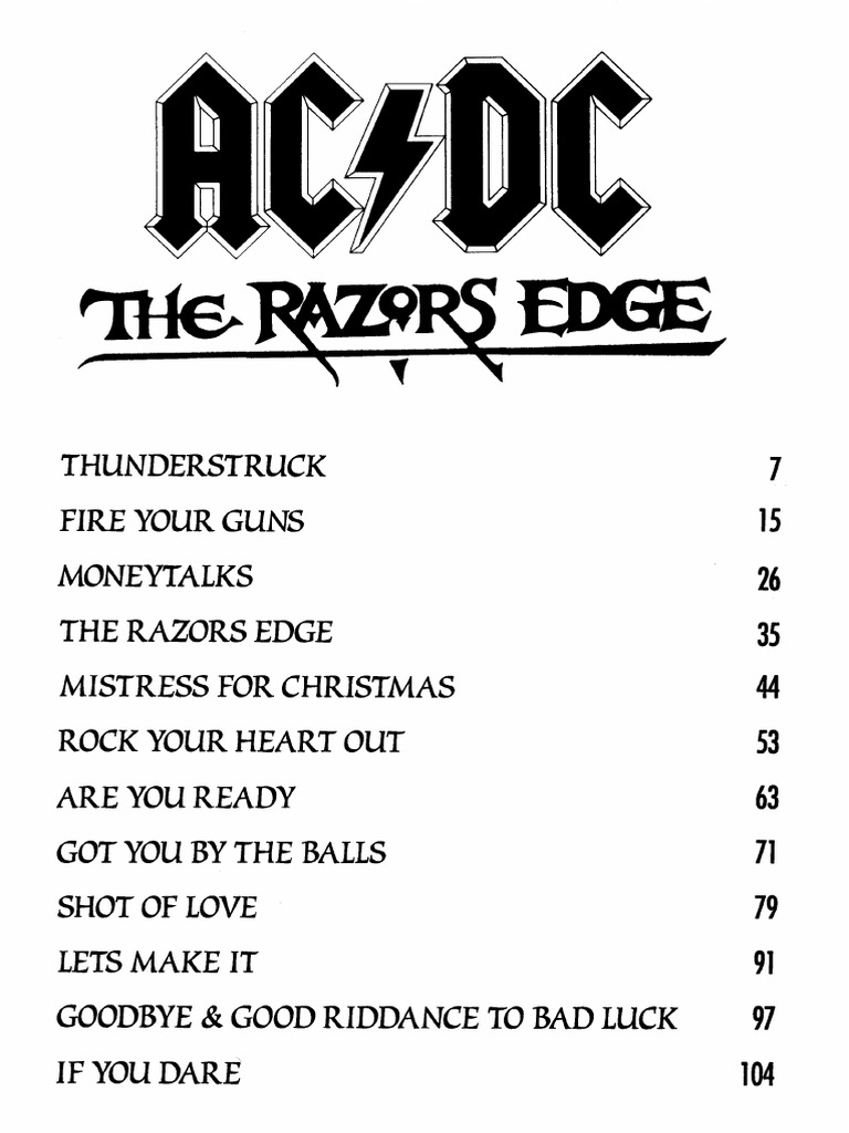 AC - DC - SongBook - The Razors Edge (Full Album) | PDF