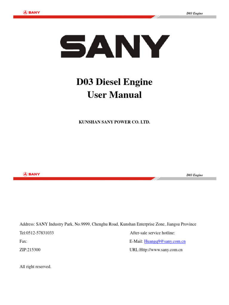 D03 Diesel Engine User Manual | PDF | Internal Combustion Engine | Engines