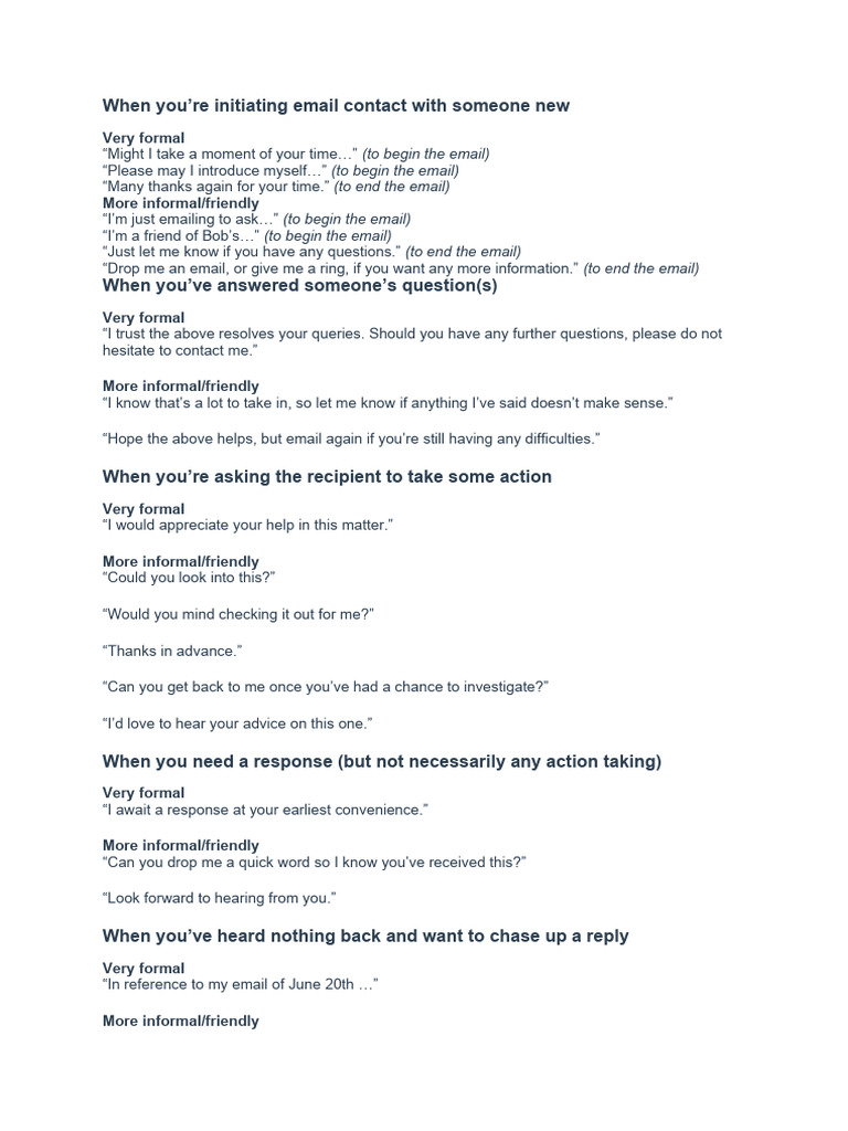 Email Response and Follow-Up Phrases | PDF