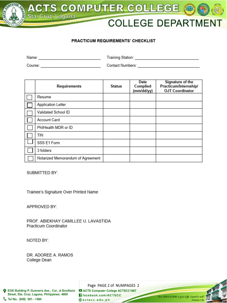 List of Requirements | PDF
