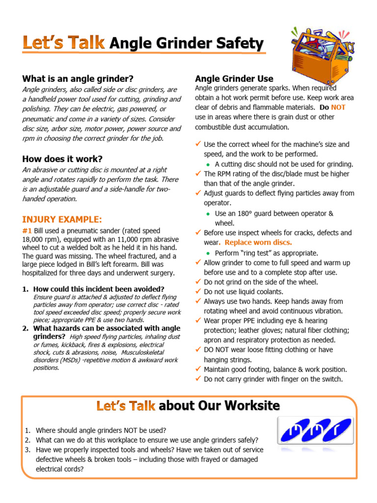 Angle Grinder Safety Guidelines | PDF | Grinding (Abrasive Cutting)