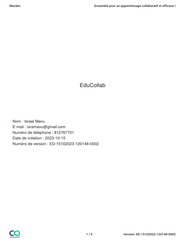 Plateforme EduCollab pour étudiants | PDF | Commercialisation | Gestion ...