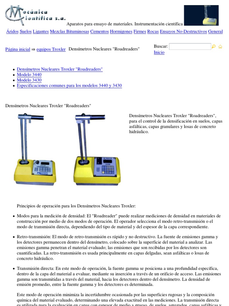 Densímetros Nucleares Troxler 3430 y 3440 - Mecánica Científica, S.A