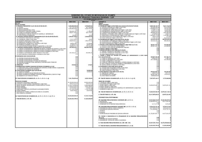 F1 Estado de Situación Financiera Detallado | PDF | Hoja de balance ...