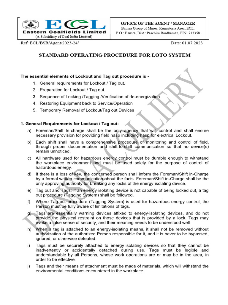 Sop Loto PDF Safety