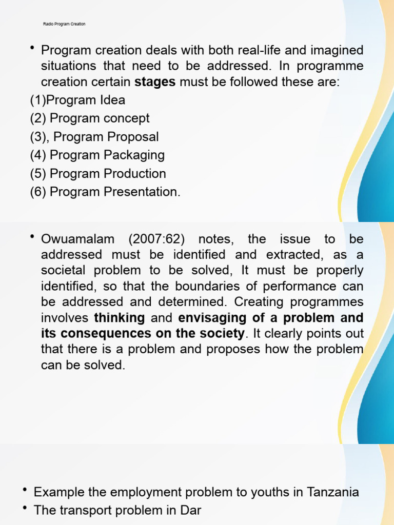 Radio Program Creation | PDF | Thought | Human Communication