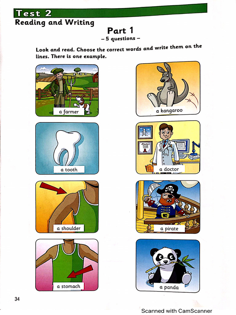 movers 2 test 2 reading and writing có đáp an