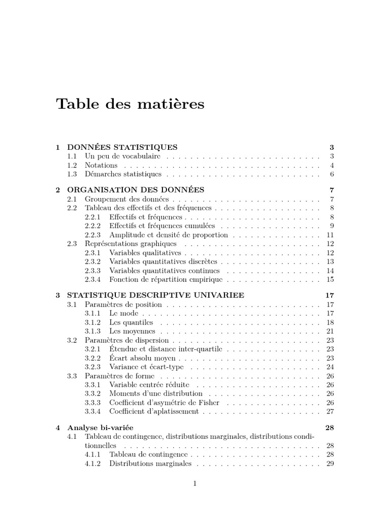 Statistiques et Organisation des Données | PDF | Statistiques ...